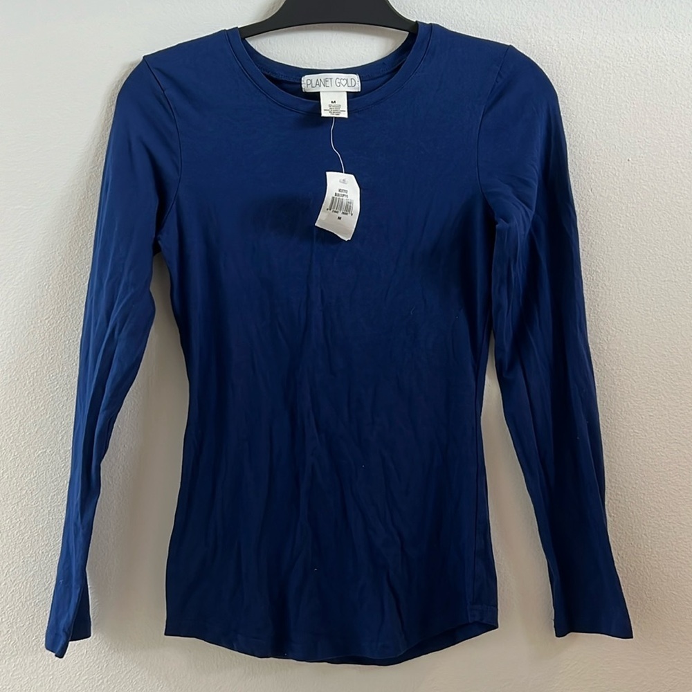 Planet gold long sleeve blue shirt medium